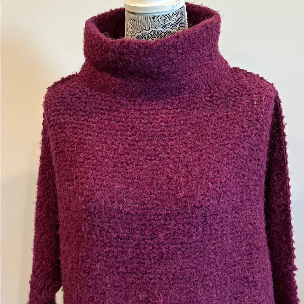 Free People She’s All That Alpaca Sweater Oversized Tunic Cowl Mock Neck XS